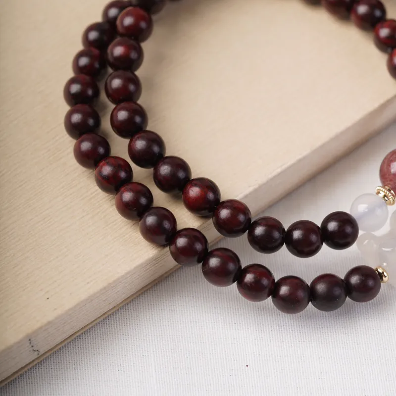 FANGYUANXIAOFU Small Leaf Red Sandalwood Bracelets Women's-6