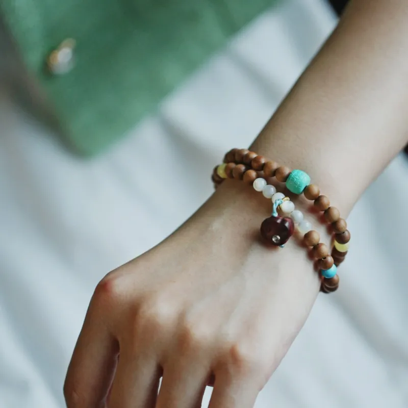 FANGYUANXIAOFU Laoshan Sandalwood Wooden Bracelets Unisex-5