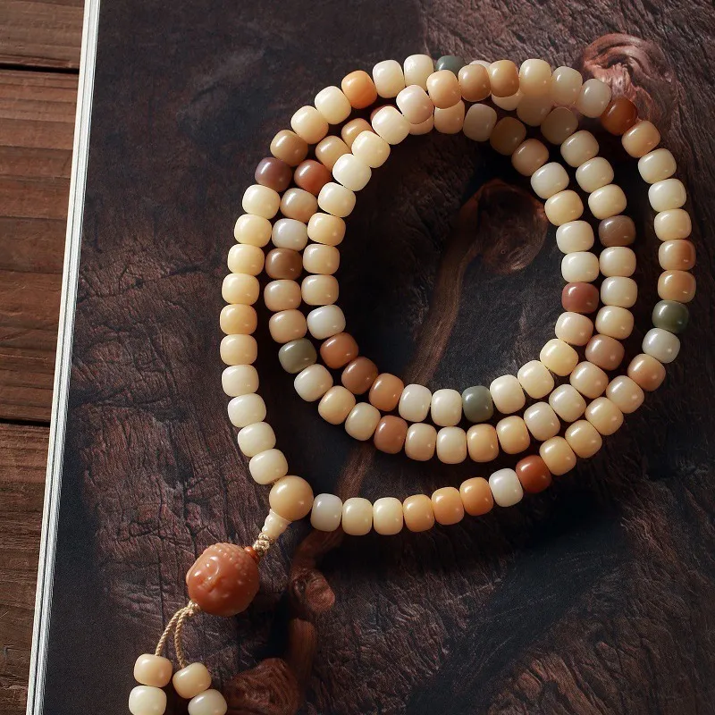 FANGYUANXIAOFU Bodhi Root Barrel Bead Beaded Bracelet Unisex-1