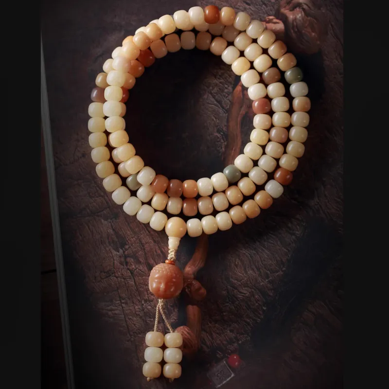 FANGYUANXIAOFU Bodhi Root Barrel Bead Beaded Bracelet Unisex-4
