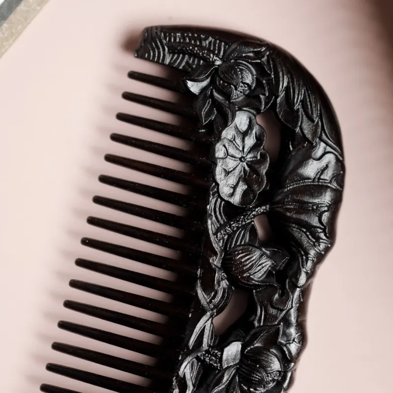 FANGYUANXIAOFU African Blackwood Wooden Comb Women's-3