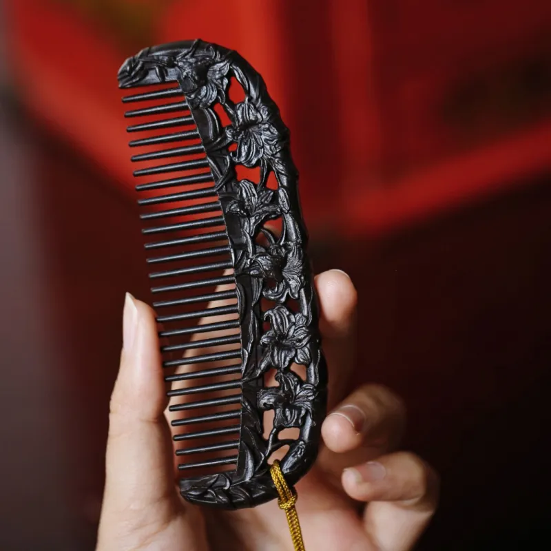 FANGYUANXIAOFU African Blackwood Wooden Comb Women's-3