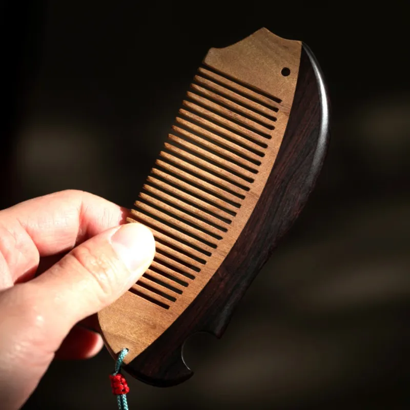 FANGYUANXIAOFU African Blackwood Wooden Comb Women's-3