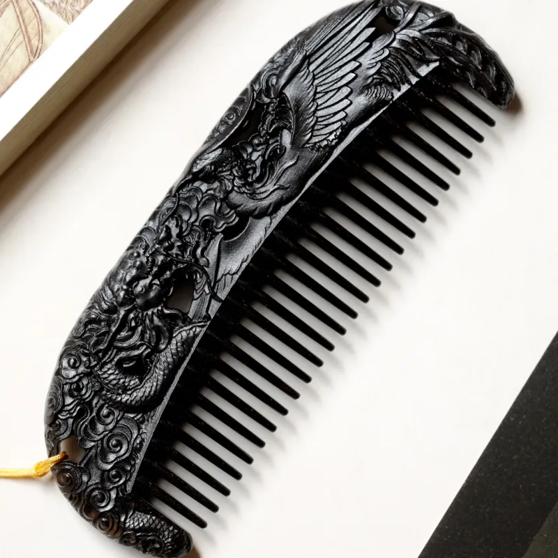 FANGYUANXIAOFU African Blackwood Wooden Comb Women's-4