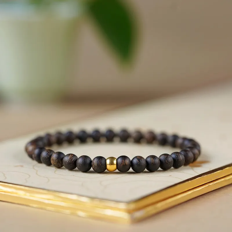 FANGYUANXIAOFU Auspicious Year Of The Snake Fragrance Enhancer, Agarwood Plain Circle Beaded Bracelet Women's-11