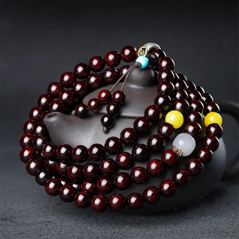 FANGYUANXIAOFU Small Leaf Red Sandalwood Bracelets Unisex-9