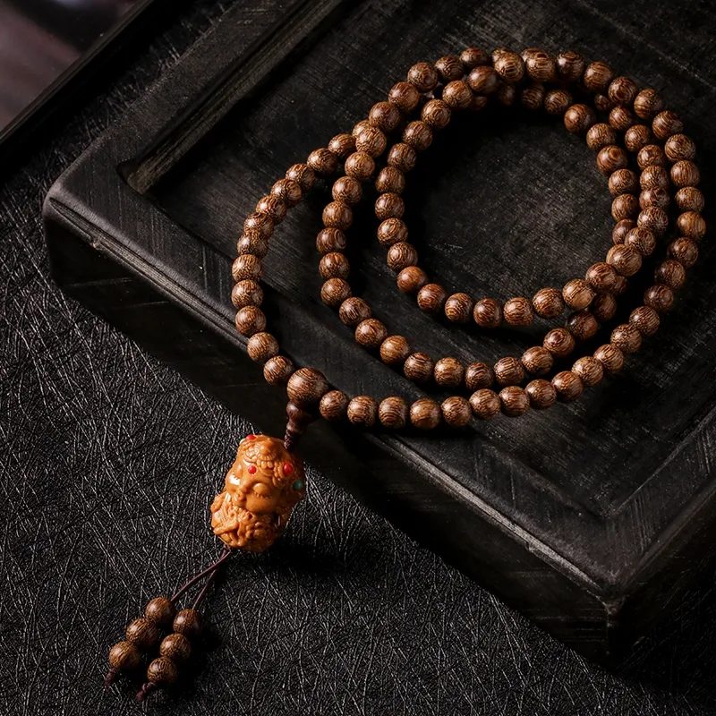 FANGYUANXIAOFU Golden Sandalwood Wooden Bracelets Unisex-2