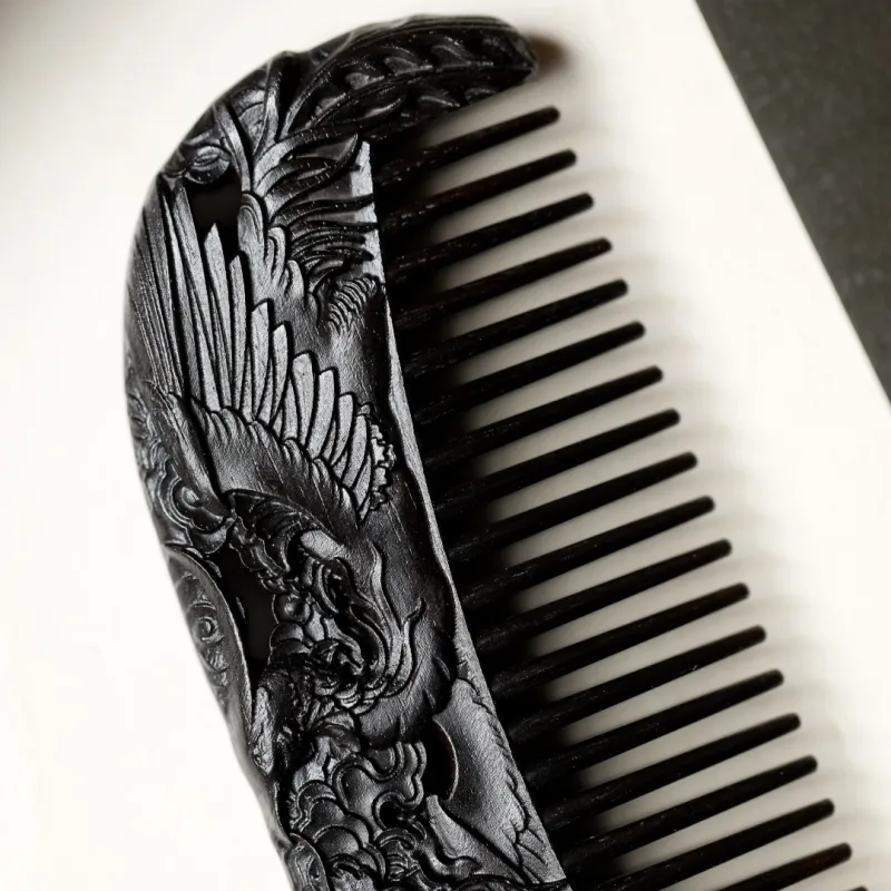 FANGYUANXIAOFU African Blackwood Wooden Comb Women's-3
