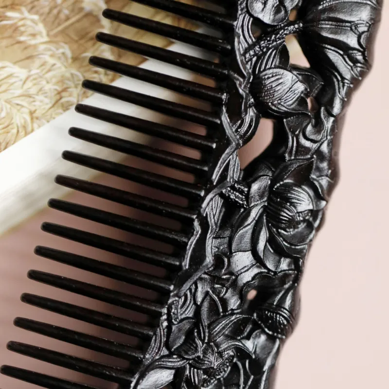FANGYUANXIAOFU African Blackwood Wooden Comb Women's-5