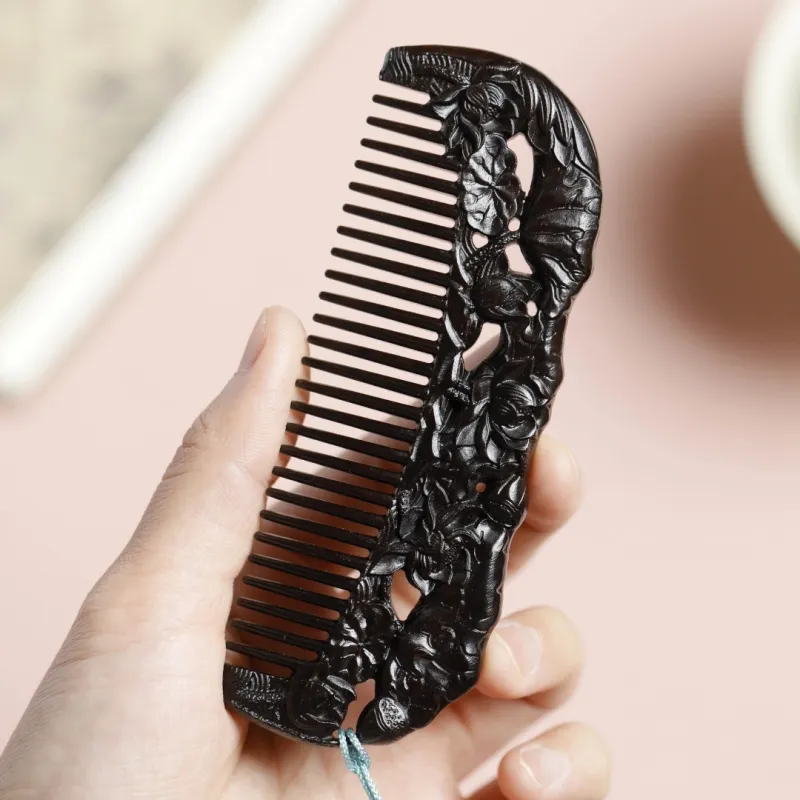 FANGYUANXIAOFU African Blackwood Wooden Comb Women's-4