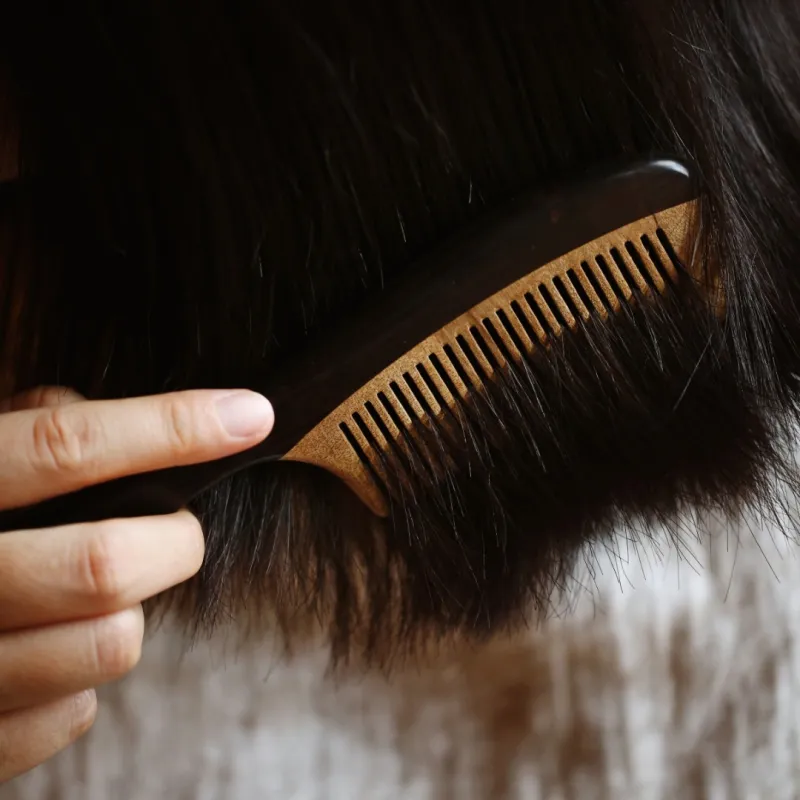 FANGYUANXIAOFU African Blackwood Wooden Comb Women's-7