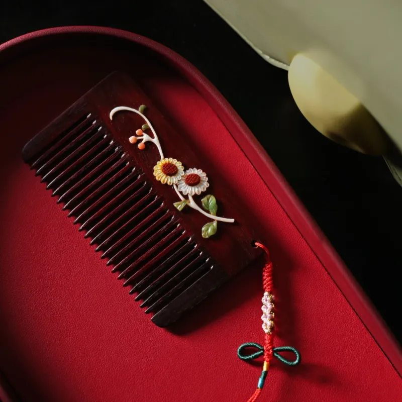 FANGYUANXIAOFU Rosewood Wooden Comb Women's-5