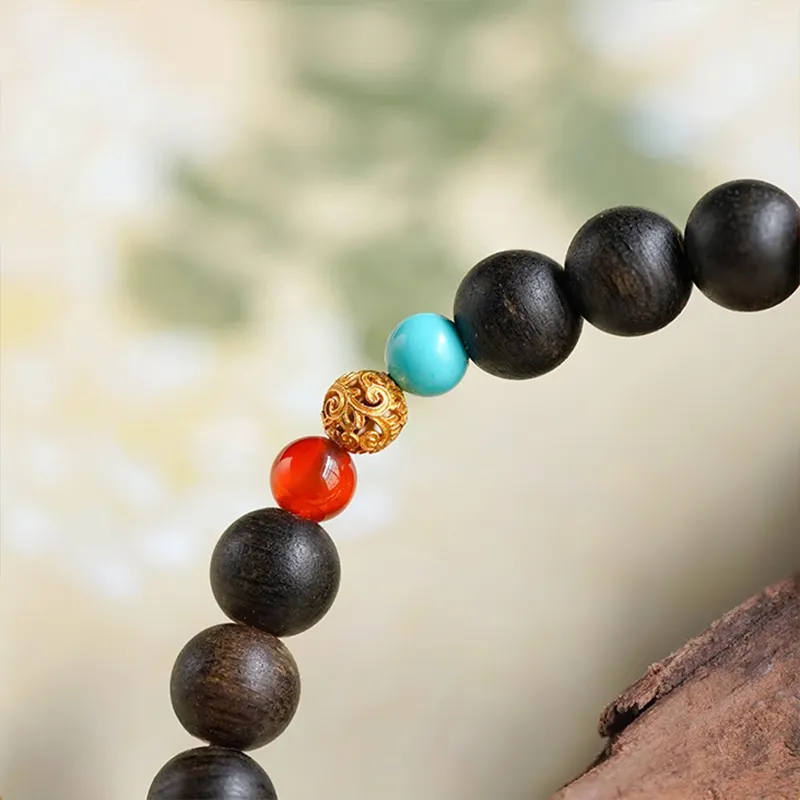 FANGYUANXIAOFU Fragrance Enhancer, Agarwood Single Wrap Plain Beaded Bracelet Women's-6