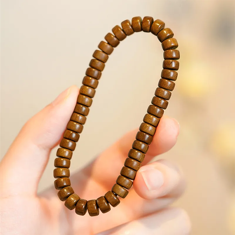 FANGYUANXIAOFU Sandalwood Single Wrap Plain Beaded Bracelet Unisex-13