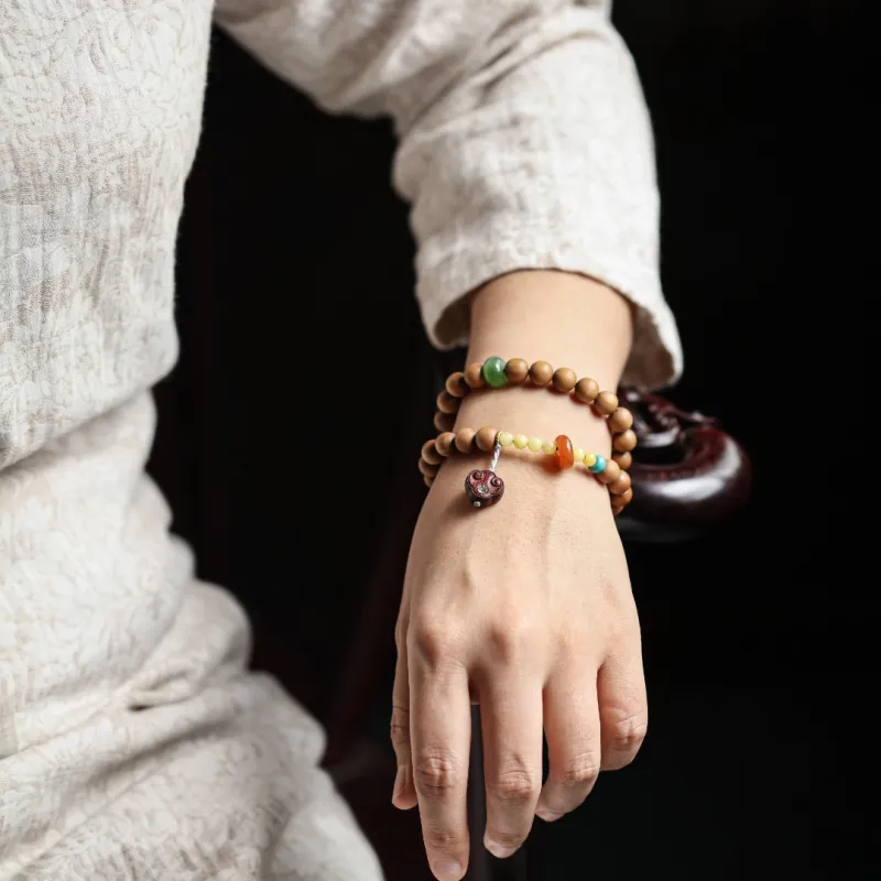FANGYUANXIAOFU Laoshan Sandalwood Wooden Bracelets Unisex-7