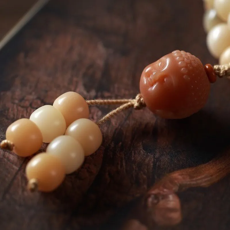 FANGYUANXIAOFU Bodhi Root Barrel Bead Beaded Bracelet Unisex-3