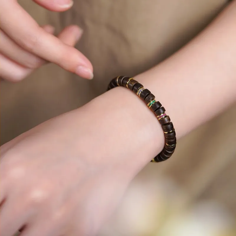 FANGYUANXIAOFU Fragrance Enhancer, Agarwood Wooden Bracelets Unisex-10