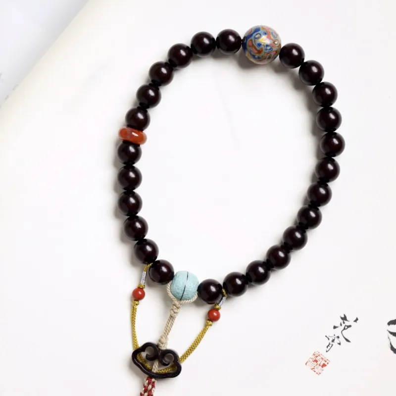 FANGYUANXIAOFU Rosewood Beaded Bracelet Unisex-4