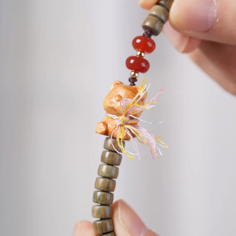 FANGYUANXIAOFU Green Sandalwood Bead Chain Unisex-6