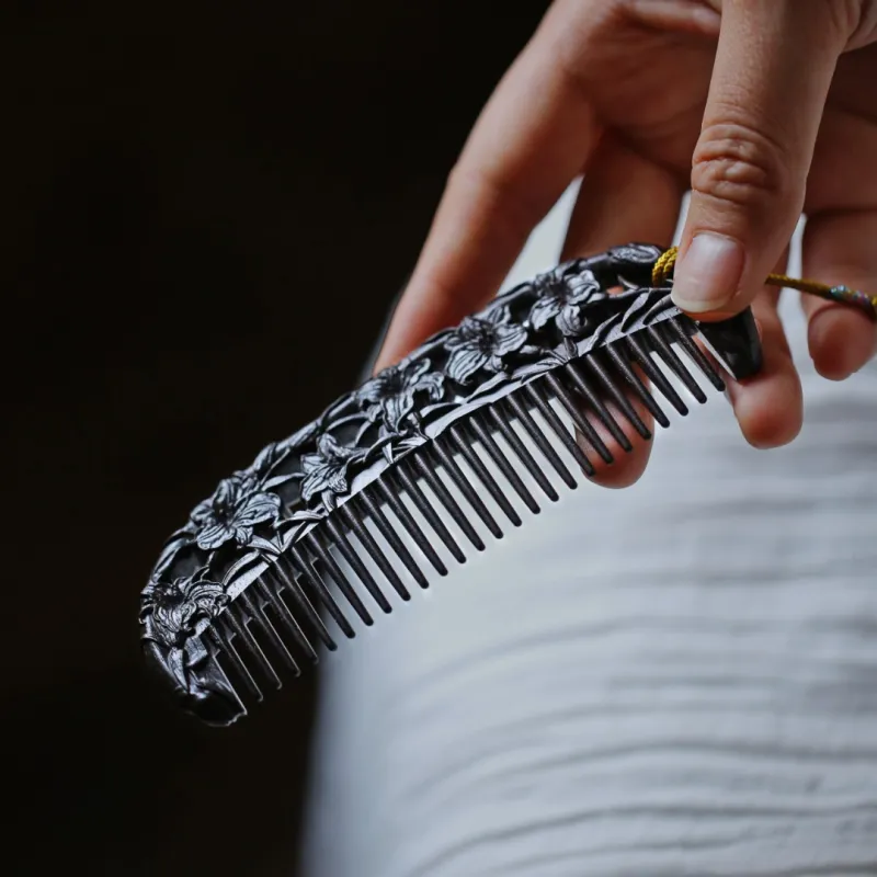 FANGYUANXIAOFU African Blackwood Wooden Comb Women's-4