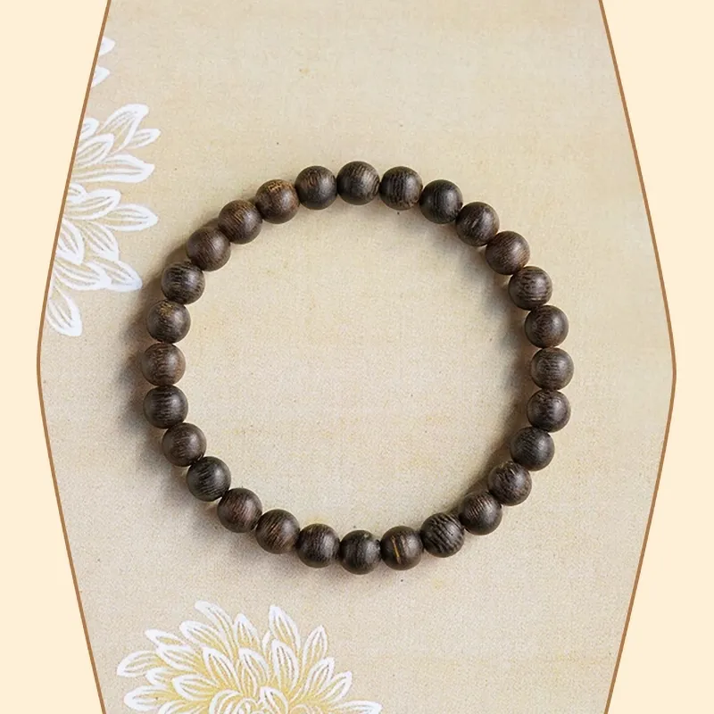 FANGYUANXIAOFU Fragrance Enhancer, Agarwood Single Wrap Plain Beaded Bracelet Women's-9