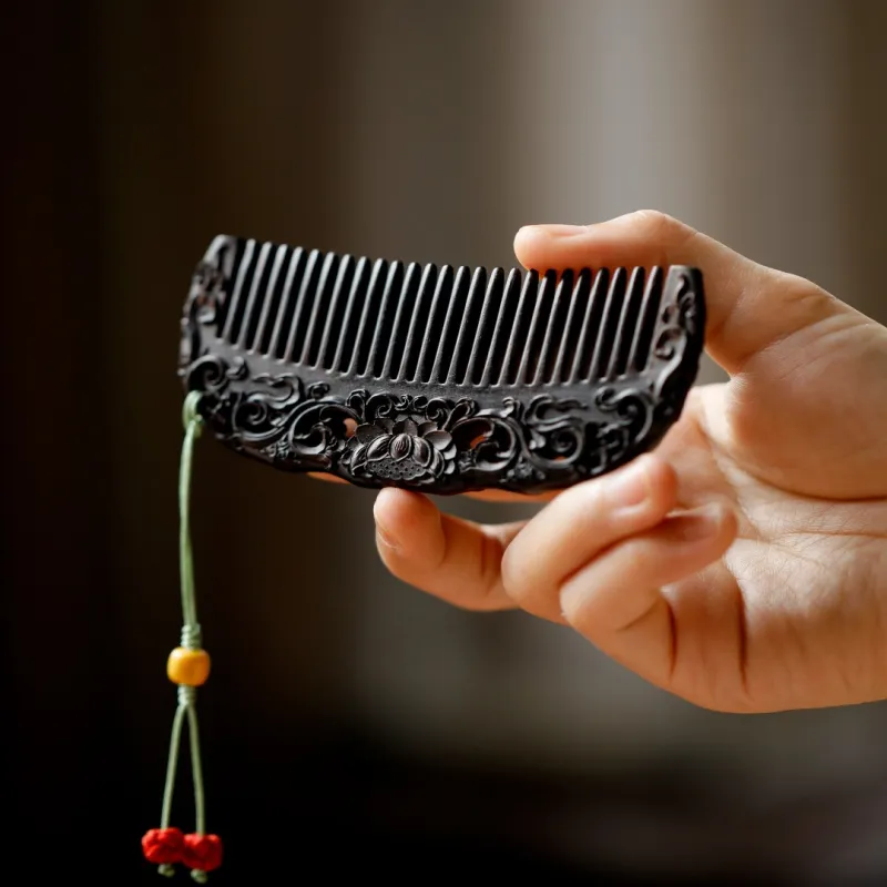 FANGYUANXIAOFU African Blackwood Wooden Comb Women's-2