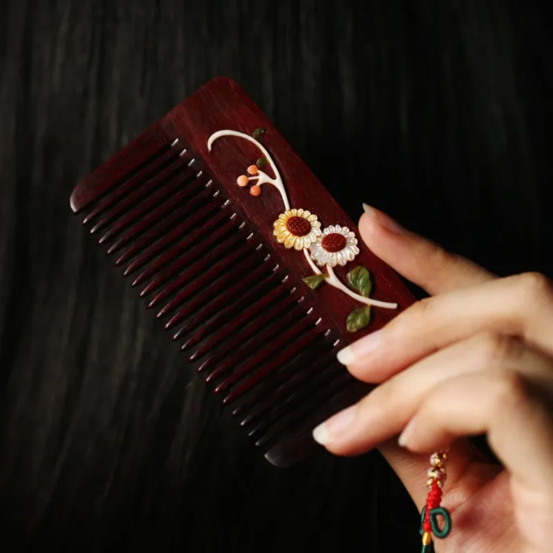 FANGYUANXIAOFU Rosewood Wooden Comb Women's-7