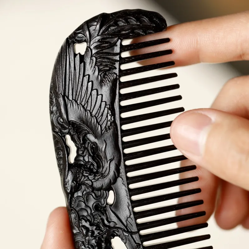 FANGYUANXIAOFU African Blackwood Wooden Comb Women's-2