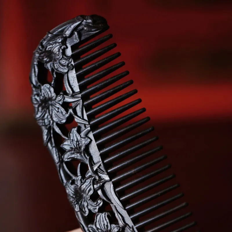FANGYUANXIAOFU African Blackwood Wooden Comb Women's-6