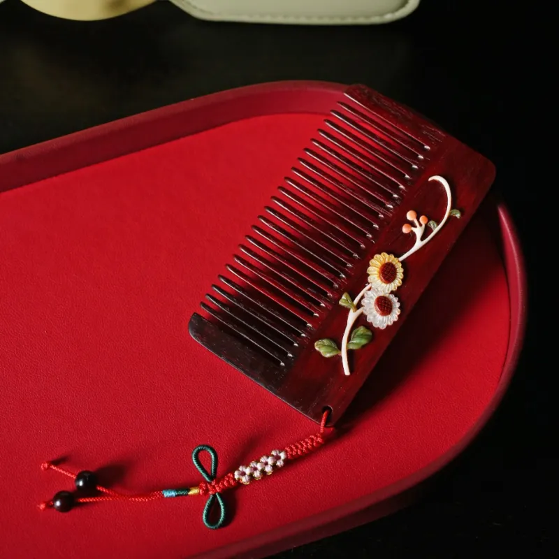FANGYUANXIAOFU Rosewood Wooden Comb Women's-6