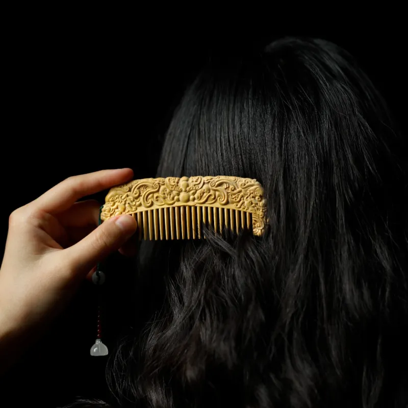FANGYUANXIAOFU Boxwood Wooden Comb Women's-7