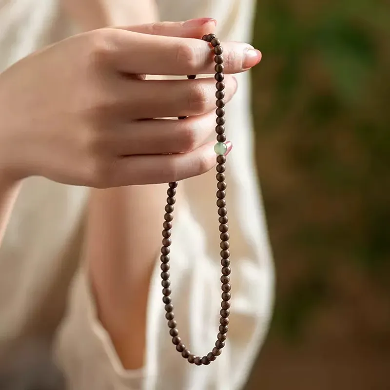 FANGYUANXIAOFU Golden Sandalwood Time Brings Fortune, Single Wrap Beaded Bracelet Unisex-2