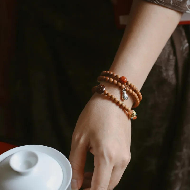 FANGYUANXIAOFU Laoshan Sandalwood Wooden Bracelets Unisex-3