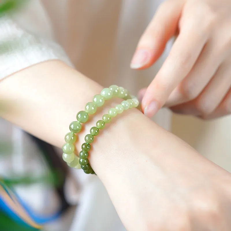 FANGYUANXIAOFU Hetian Jade Bracelets Green Jade Women's-6