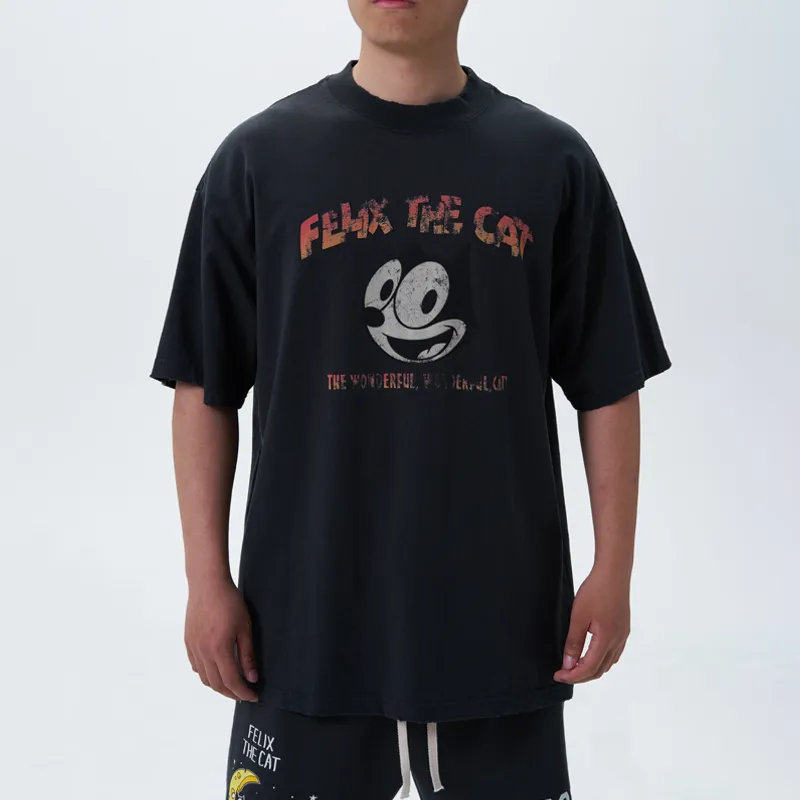 XVESSEL Felix Cat Co branded Series T Shirts Unisex Black-2