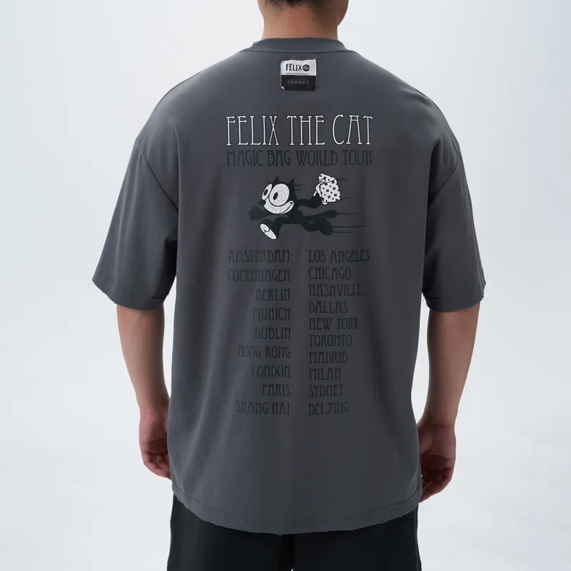 XVESSEL Felix Cat Co branded Series T Shirts Unisex Gray-3
