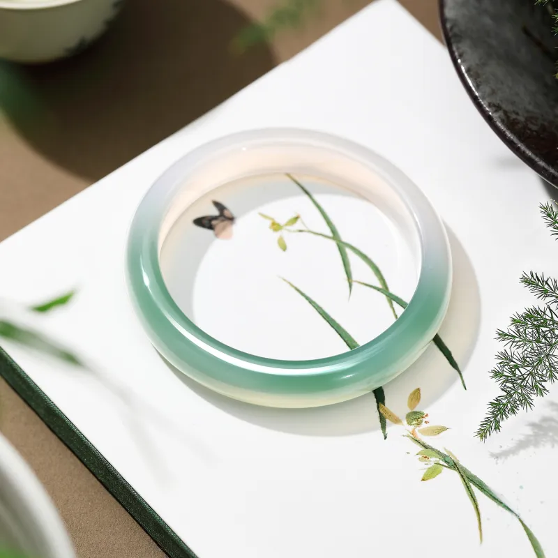 STYLEJING Chalcedony Jade Bangles Women's-13