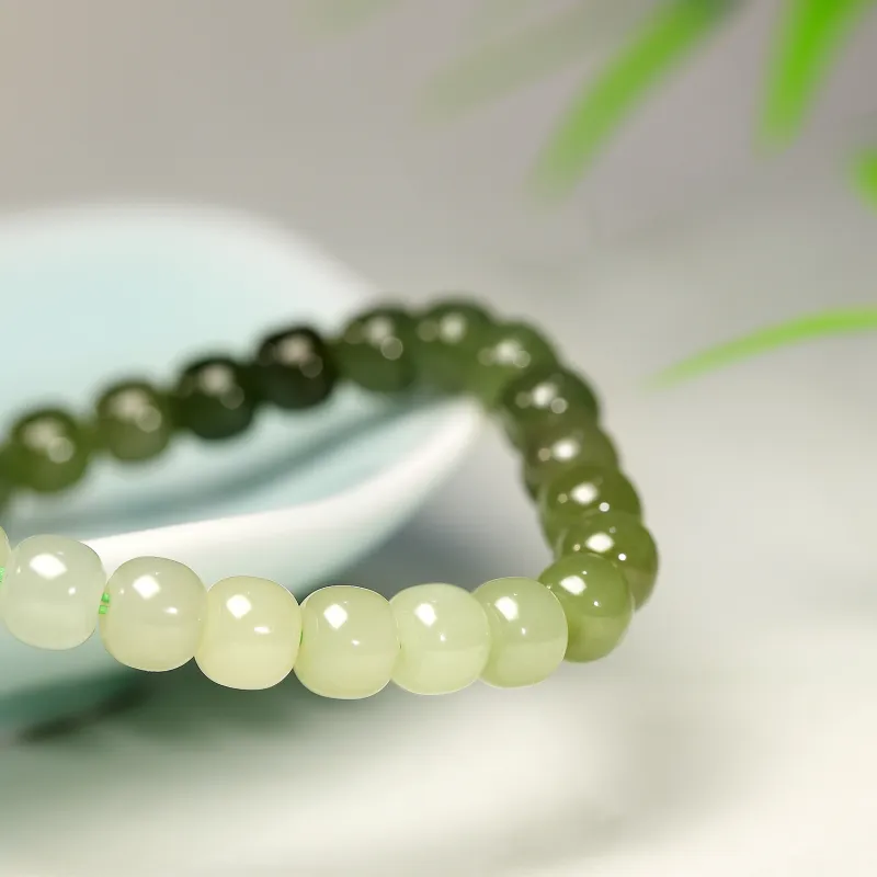 STYLEJING Hetian Jade Bracelets Pale Greenish White Jade Unisex-5