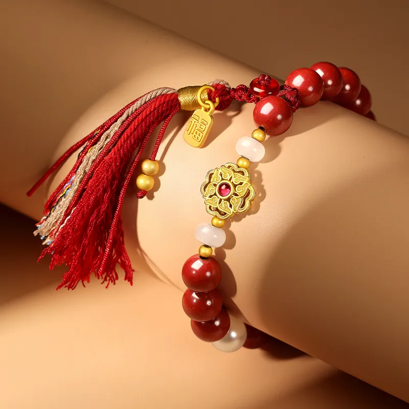 STYLEJING Reconstructed Cinnabar Bracelets Women's-5