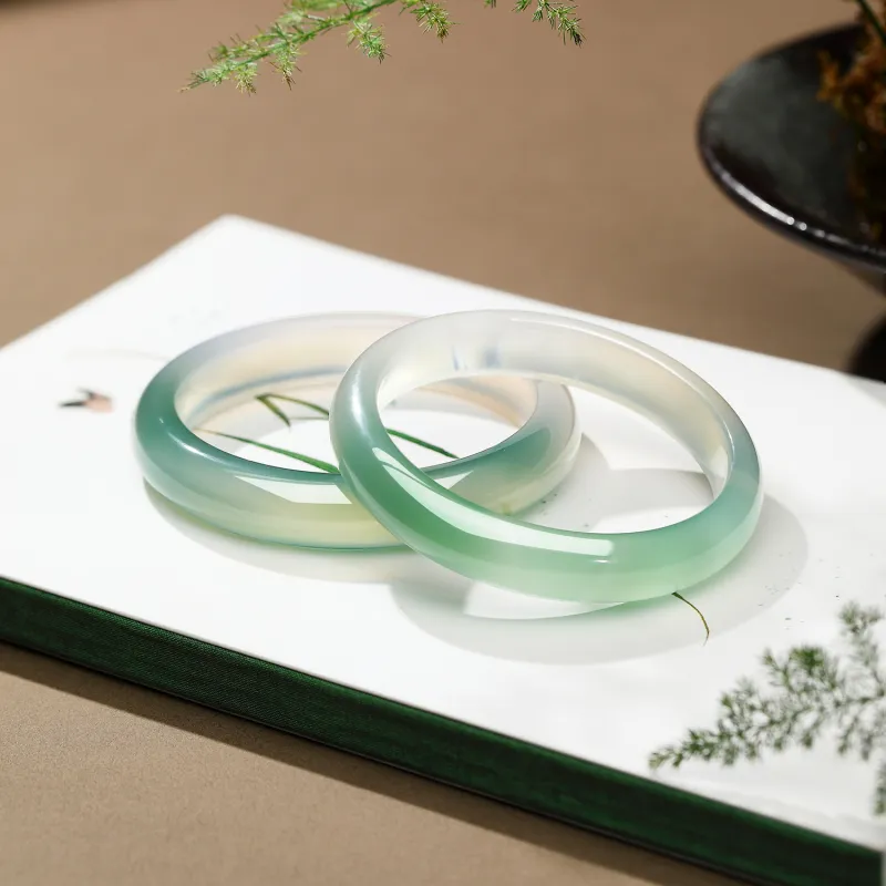 STYLEJING Chalcedony Jade Bangles Women's-12