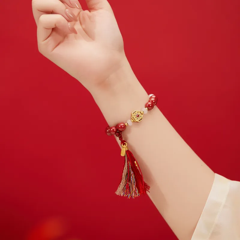STYLEJING Reconstructed Cinnabar Bracelets Women's-7