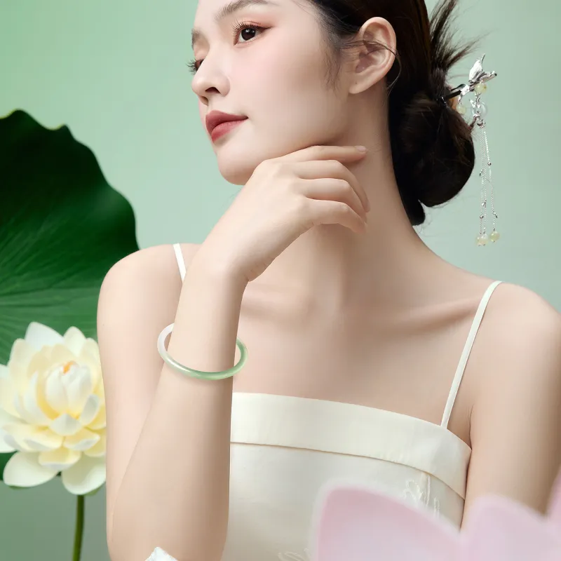 STYLEJING Chalcedony Jade Bangles Women's-22