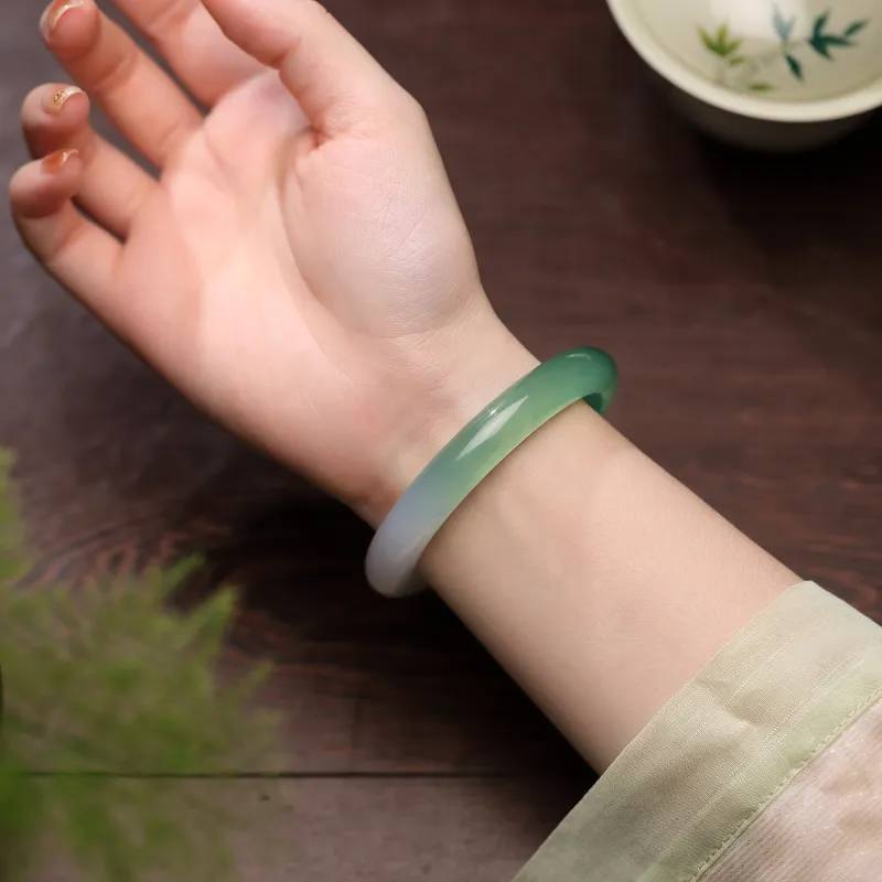 STYLEJING Chalcedony Jade Bangles Women's-18