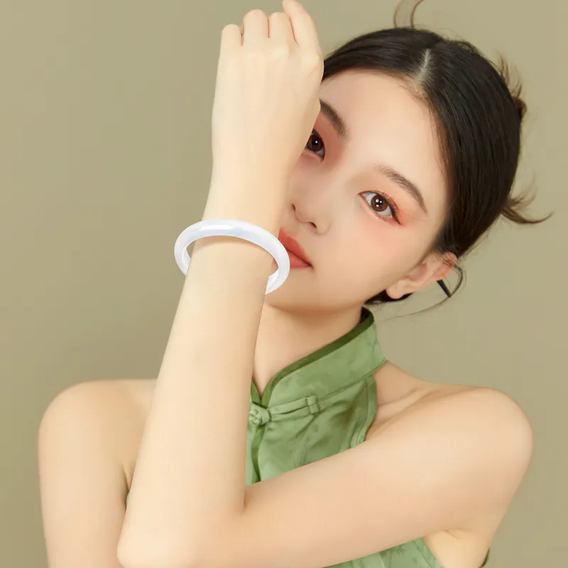 STYLEJING Chalcedony Jade Bangles Women's-5