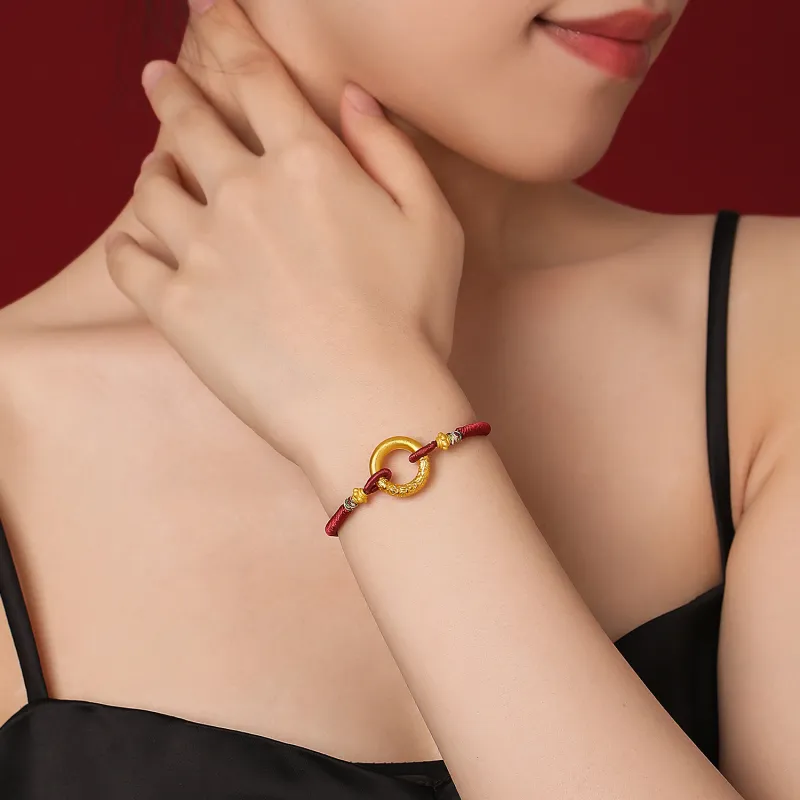 STYLEJING Alloy Bracelets Unisex Black Cord With Red String-2