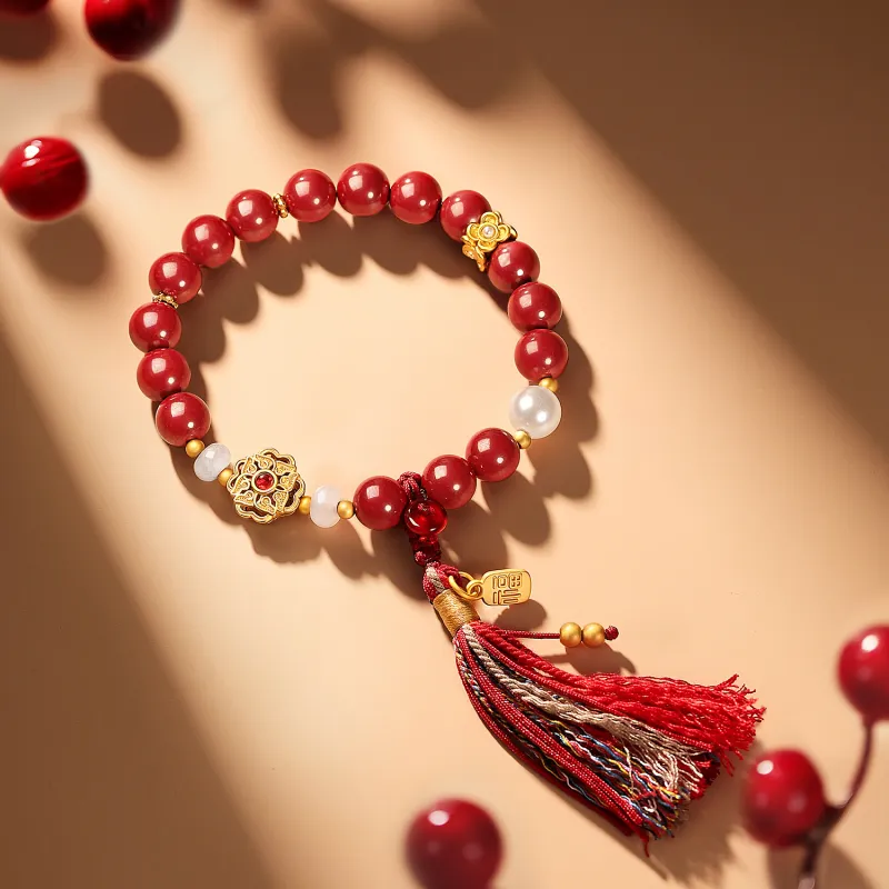 STYLEJING Reconstructed Cinnabar Bracelets Women's-3