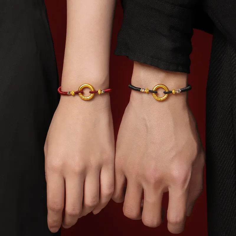 STYLEJING Alloy Bracelets Unisex Black Cord With Red String-7