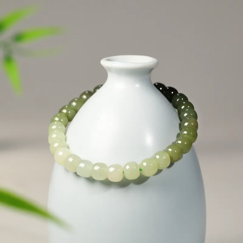 STYLEJING Hetian Jade Bracelets Pale Greenish White Jade Unisex-4