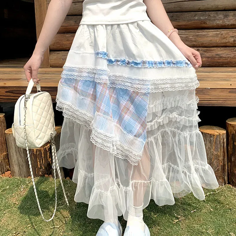 SOIE Casual Long Skirts Women's White-4