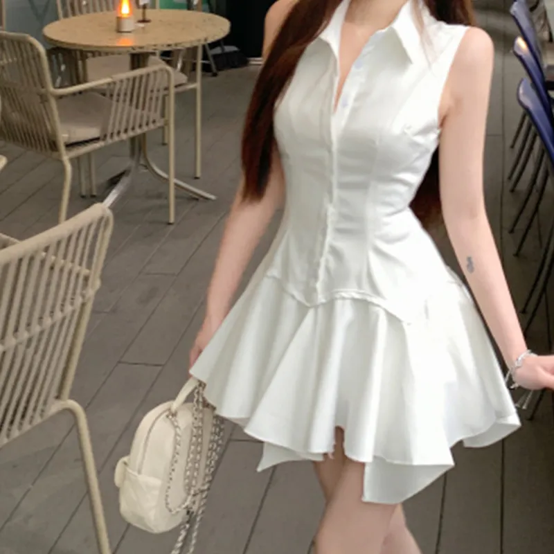 SOIE Sleeveless Dresses Women's White-2